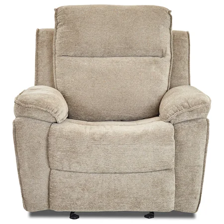 Casual Swivel Gliding Reclining Chair with Bucket Seat and Pillow Arms